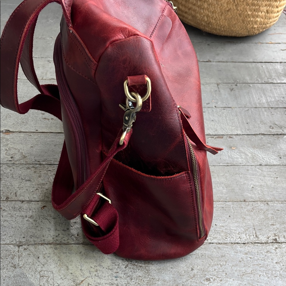 Chic Red Leather Backpack - Picture 8 of 14
